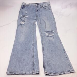 Aeropostale High Rise Flare Jeans Size 14R Medium Wash Distressed Y2K Denim